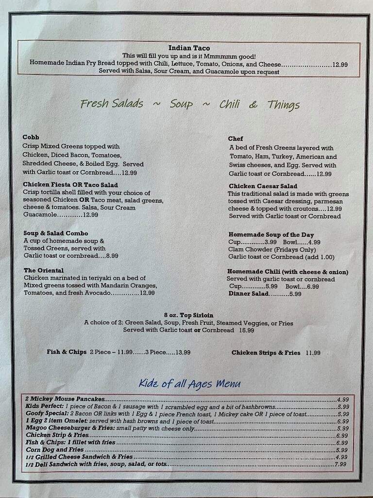 Magoo's Restaurant - Omak, WA menu_pic
