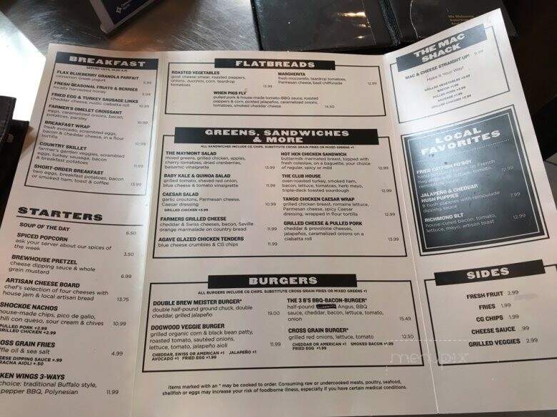 Cross Grain Brew House - Richmond, VA menu_pic