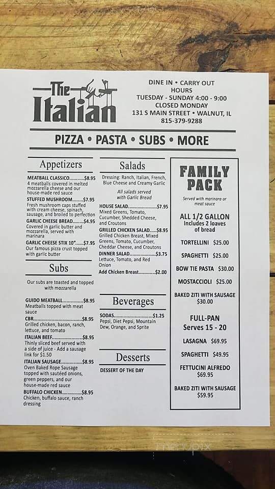 The Italian - Walnut, IL menu_pic