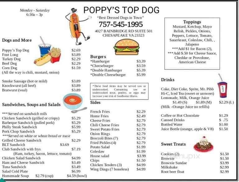 Poppy's Top Dog - Chesapeake, VA menu_pic