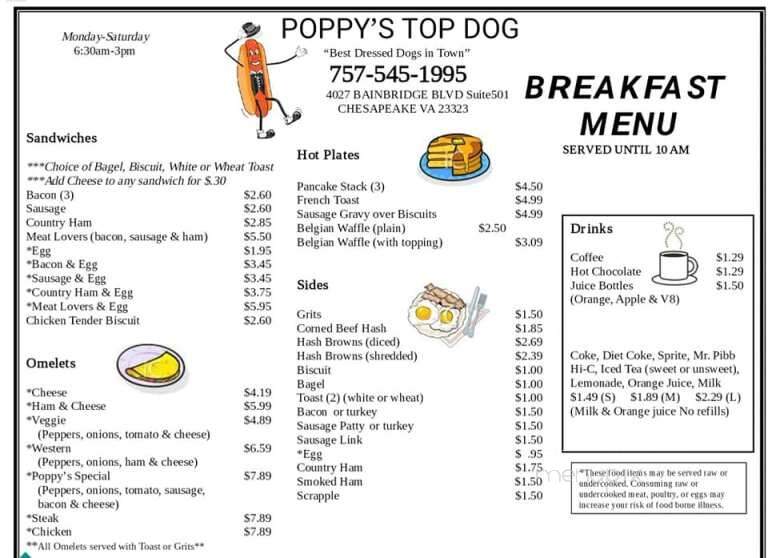 Poppy's Top Dog - Chesapeake, VA menu_pic