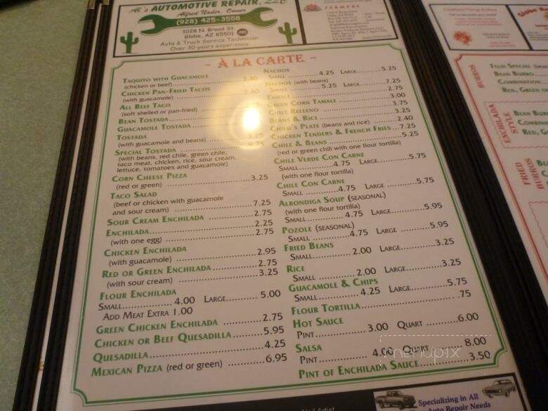 Libby's El Rey Cafe - Globe, AZ menu_pic
