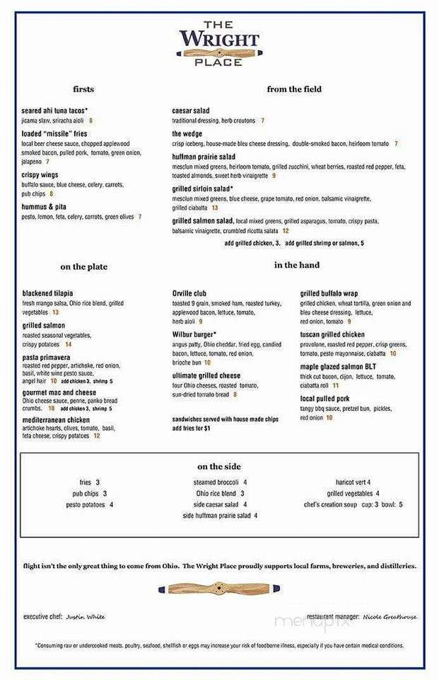 The Wright Place - Fairborn, OH menu_pic