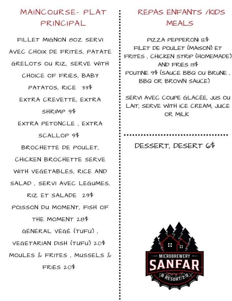 SanFar Country Kettle Dining Room - Tide Head, NB menu_pic