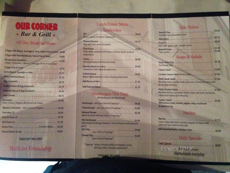 Our Corner - Hamilton, ON menu_pic