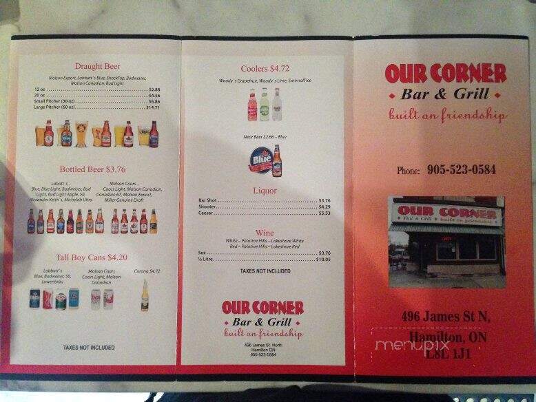 Our Corner - Hamilton, ON menu_pic
