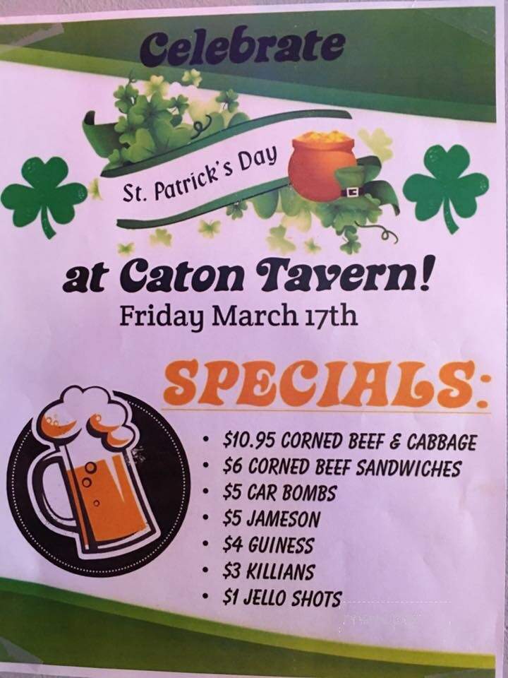 Caton Tavern & Restaurant - Catonsville, MD menu_pic