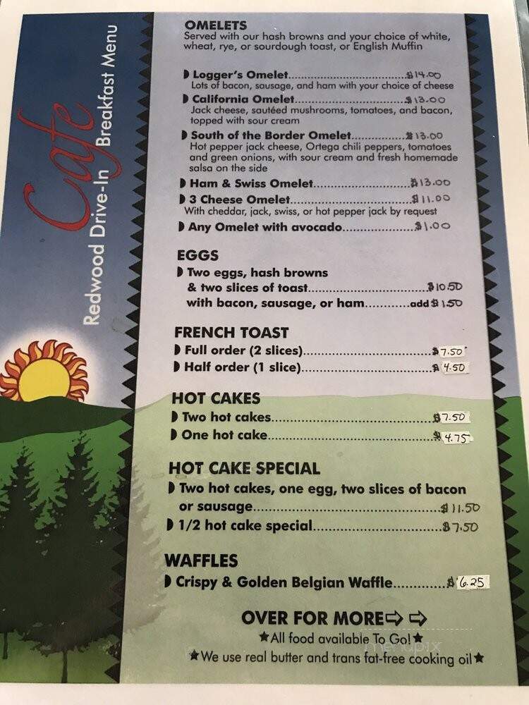 Redwood Drive-In - Boonville, CA menu_pic
