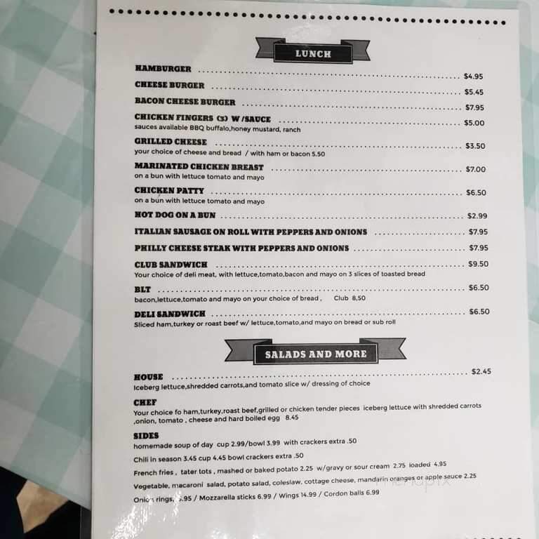 Avoca Diner - Avoca, NY menu_pic
