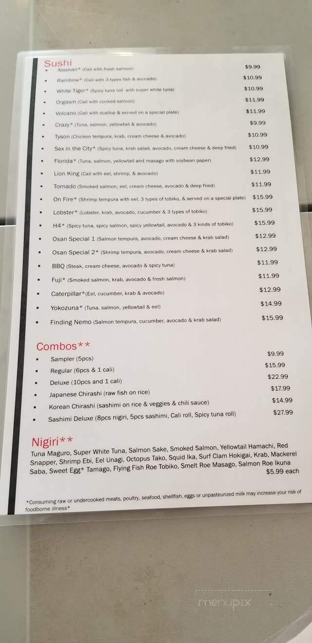 Osan Korean & Sushi - Fort Walton Beach, FL menu_pic
