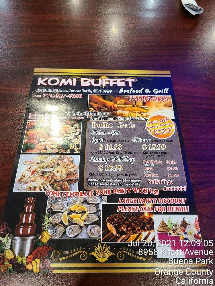 Komi Buffet - Buena Park, CA menu_pic
