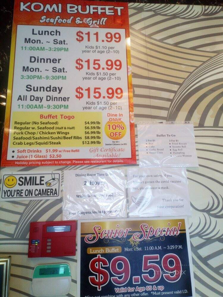 Komi Buffet - Buena Park, CA menu_pic