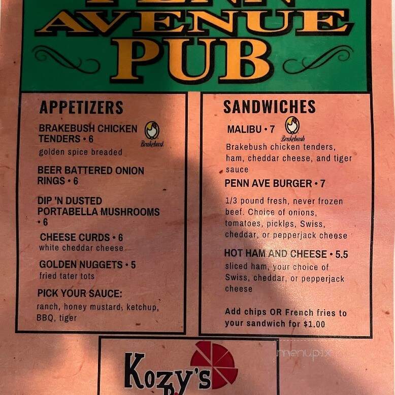 Penn Avenue Pub - Sheboygan, WI menu_pic