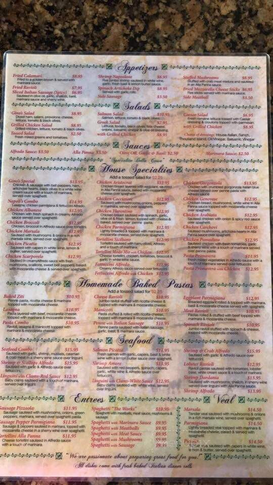 Gino's Italian Restaurant - Muskogee, OK menu_pic