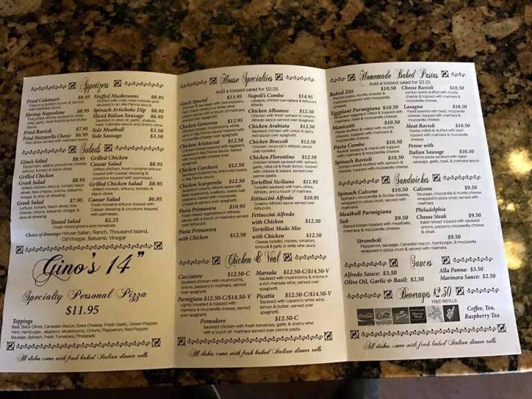 Gino's Italian Restaurant - Muskogee, OK menu_pic