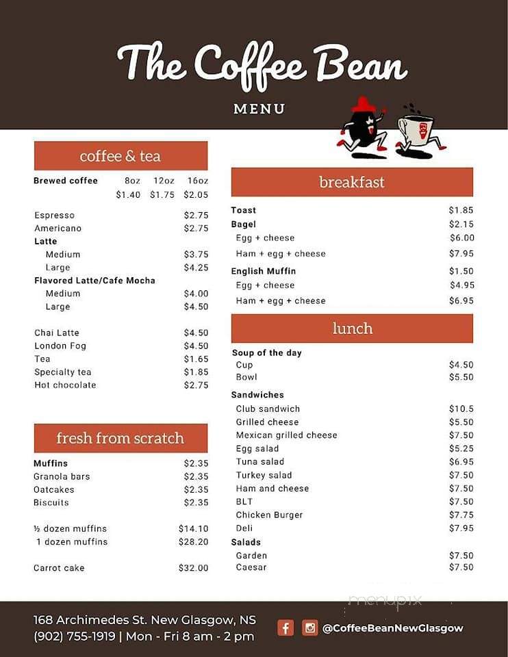 Coffee Bean Kitchen - New Glasgow, NS menu_pic