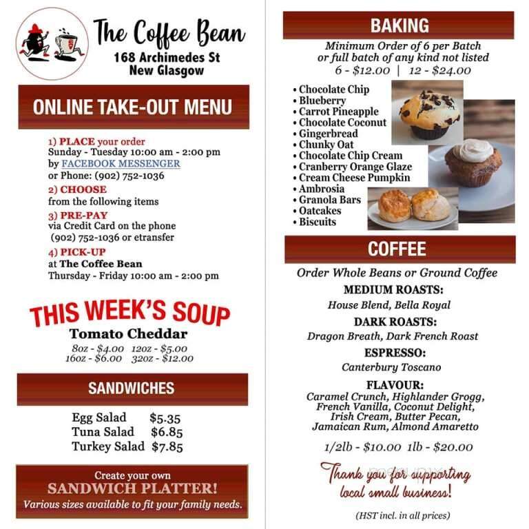 Coffee Bean Kitchen - New Glasgow, NS menu_pic