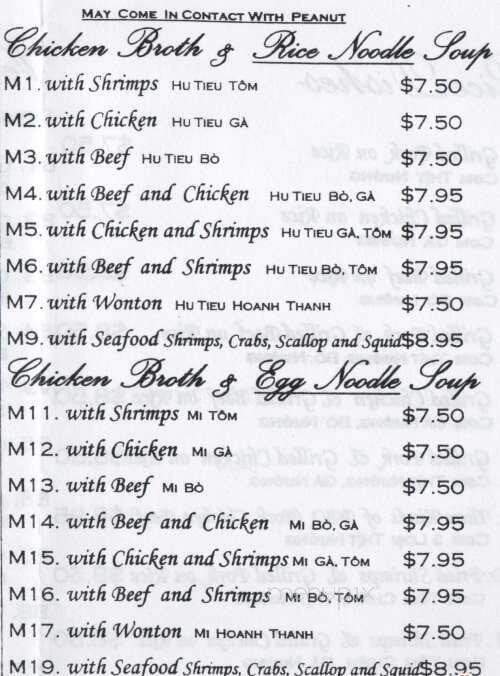 Pho May - Ottawa, ON menu_pic