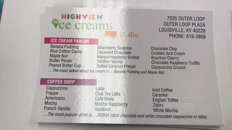 Highview Ice Cream and Coffee - Louisville, KY