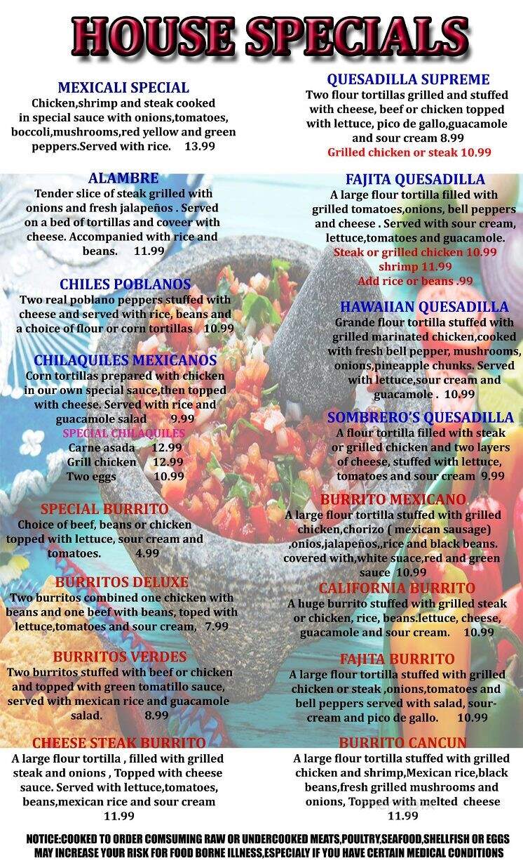 Sombreros Mexican Restaurant - Barnwell, SC menu_pic