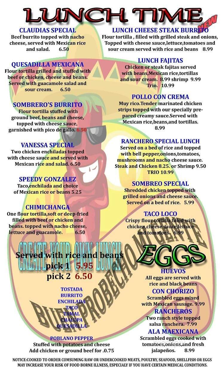 Sombreros Mexican Restaurant - Barnwell, SC menu_pic