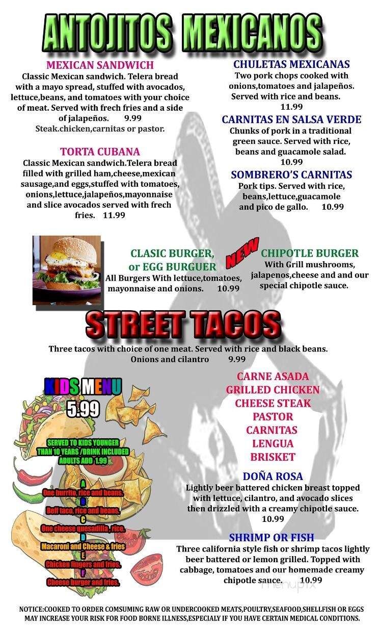 Sombreros Mexican Restaurant - Barnwell, SC menu_pic