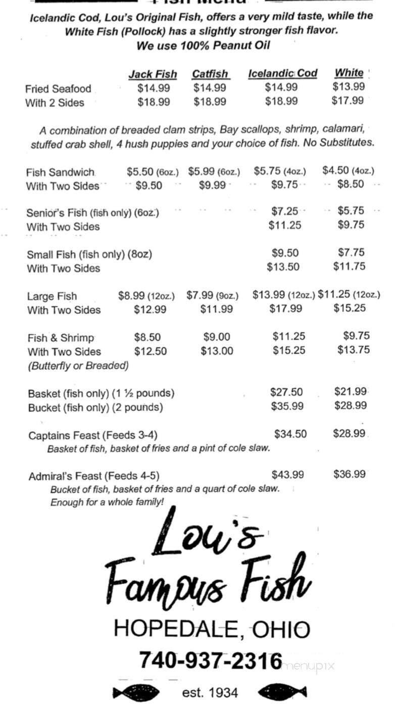 Lou's Famous Fish - Hopedale, OH