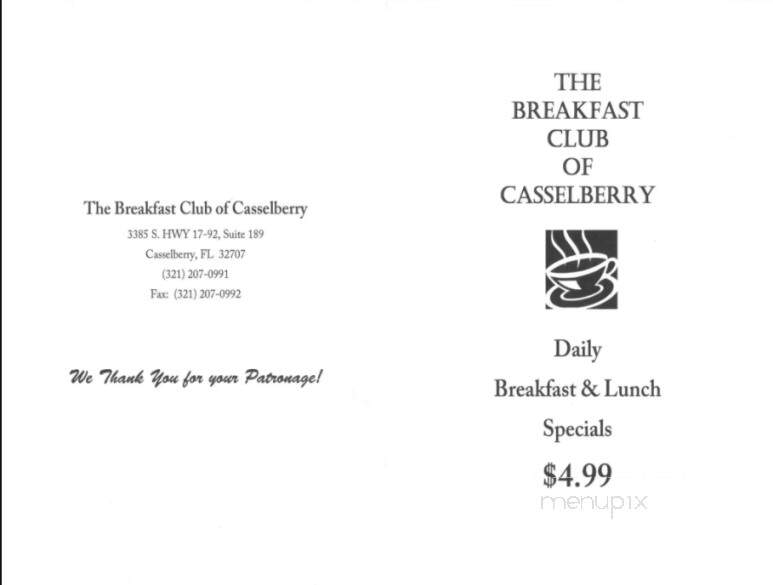 Breakfast Club of Casselberry - Casselberry, FL menu_pic