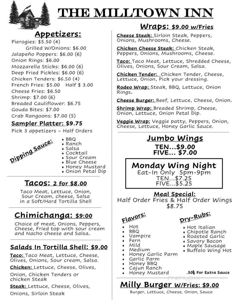 Milltown Inn Incorporated - Sayre, PA menu_pic