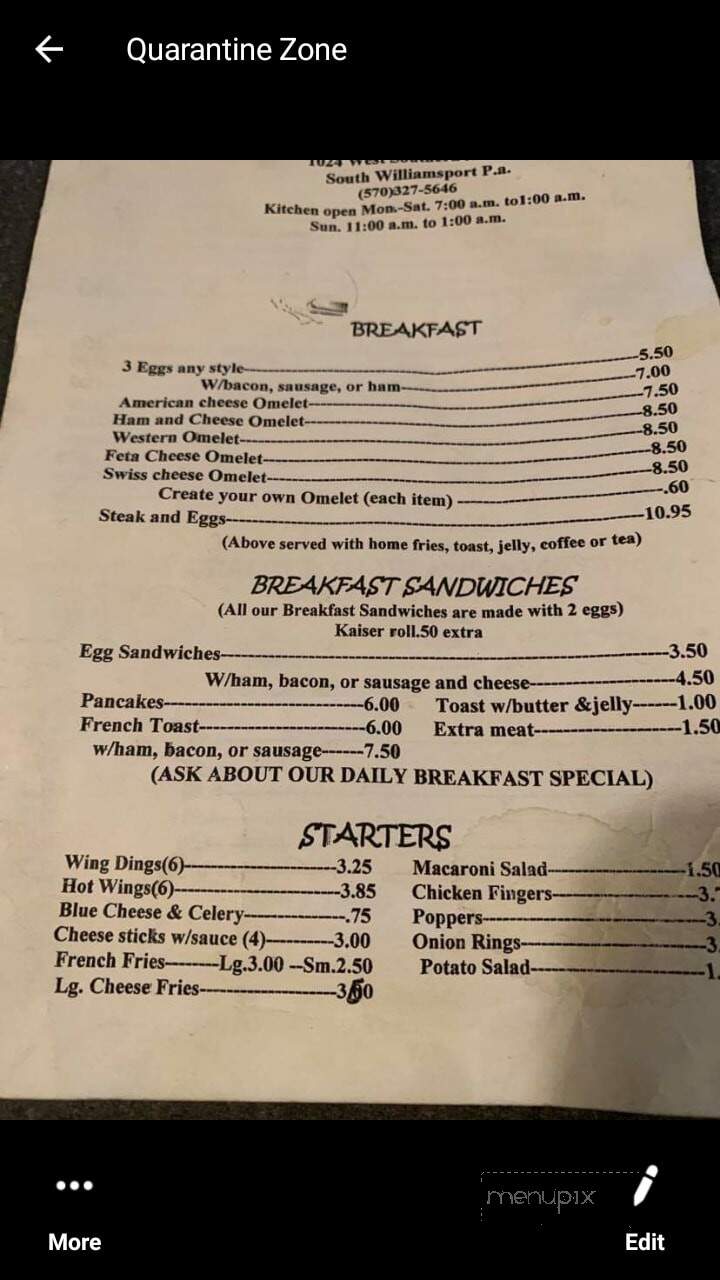 Southern Grill - Williamsport, PA menu_pic