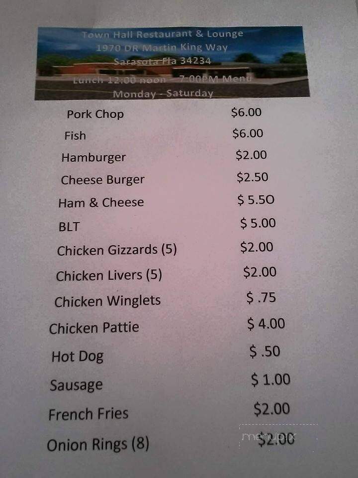 Town Hall Restaurant - Sarasota, FL menu_pic