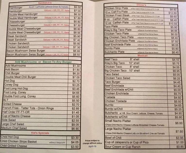 Kate's - Dodge City, KS menu_pic