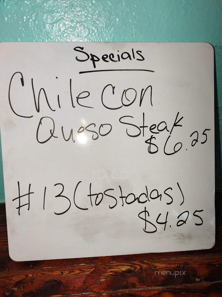 El Bayo - Chaparral, NM menu_pic