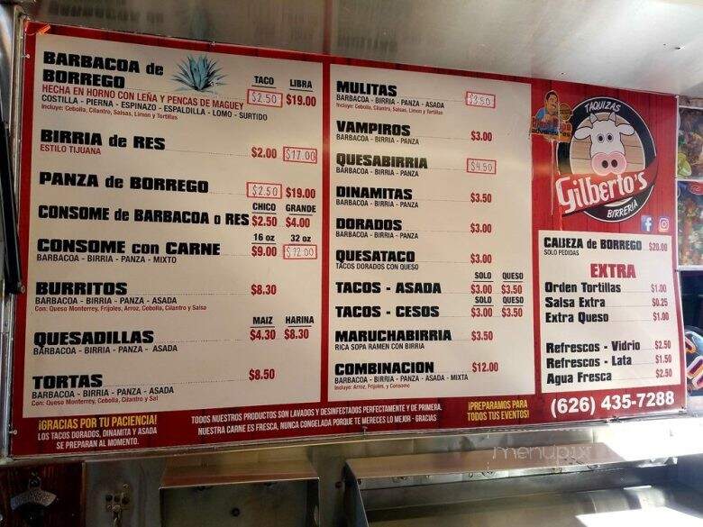 Taquizas Gilberto - West Covina, CA menu_pic