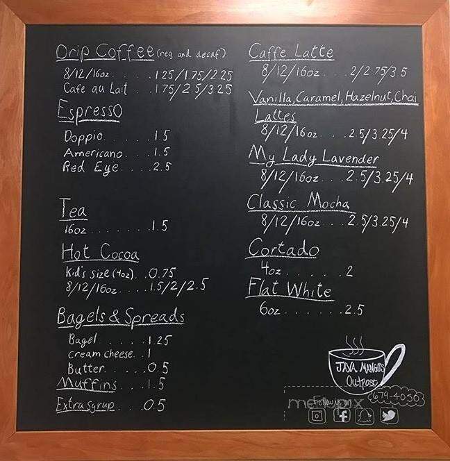 Javamangos Outpost - Waterford, PA menu_pic