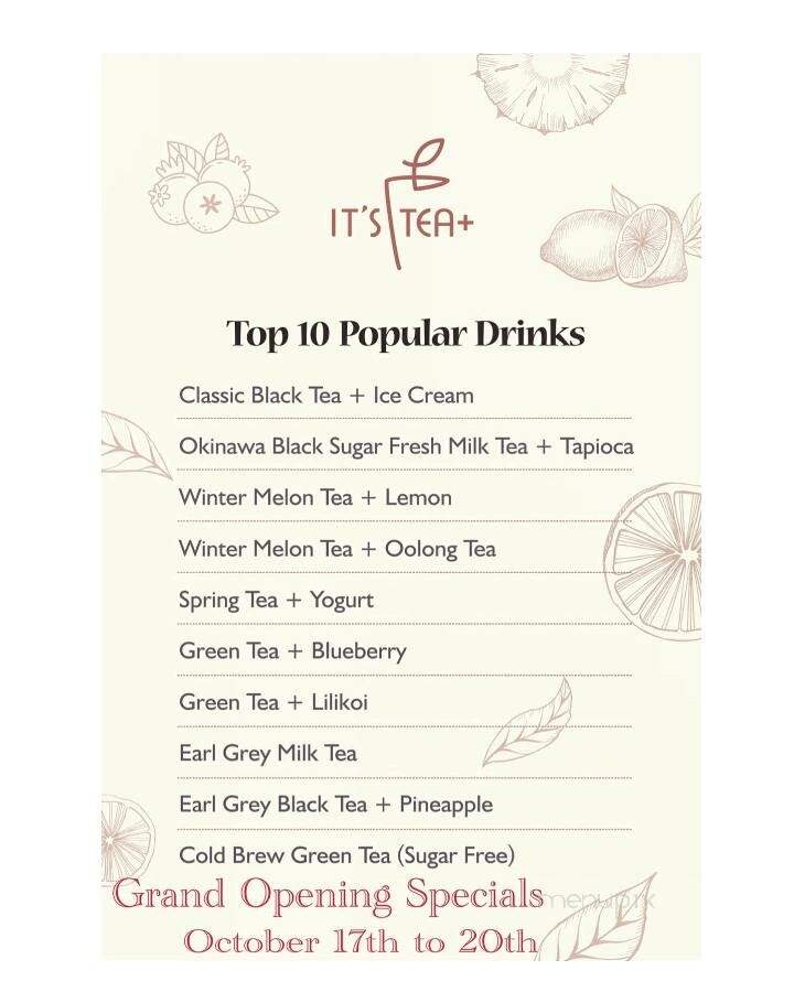 It's Tea - Honolulu, HI menu_pic