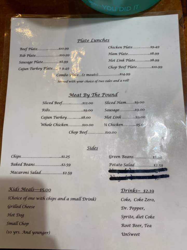 Presley's Barbeque - Deridder, LA menu_pic