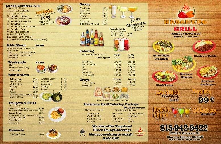Habanero Grill - Morris, IL menu_pic