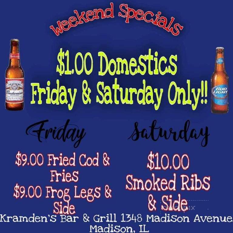 Kramdens Bar & Grill - Madison, IL menu_pic