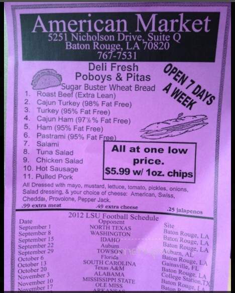 American Market - Baton Rouge, LA menu_pic