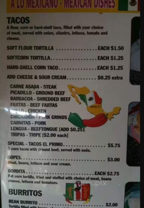 El Primo Taqueria - Bradenton, FL menu_pic