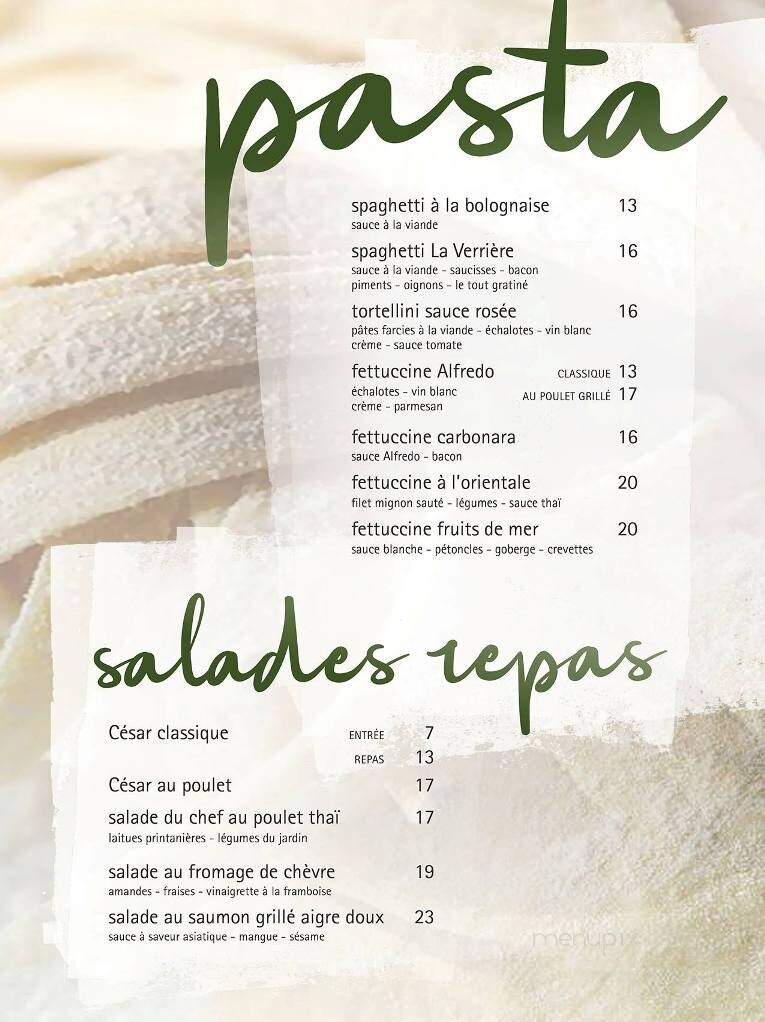 Resto Bar La Verriere - Sorel-Tracy, QC menu_pic