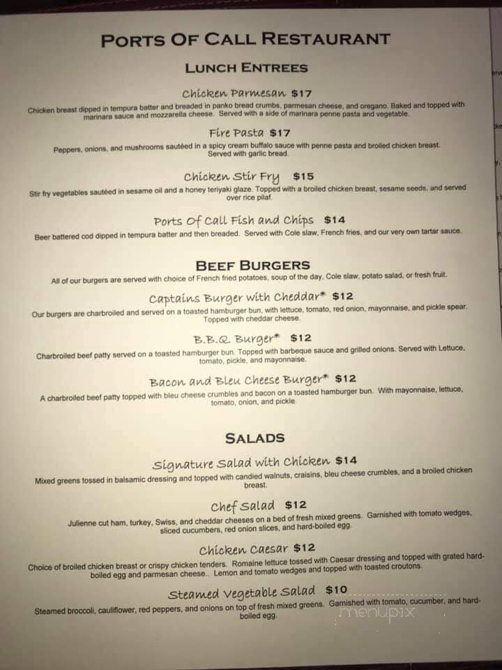 Ports Of Call Restaurant - Tacoma, WA menu_pic