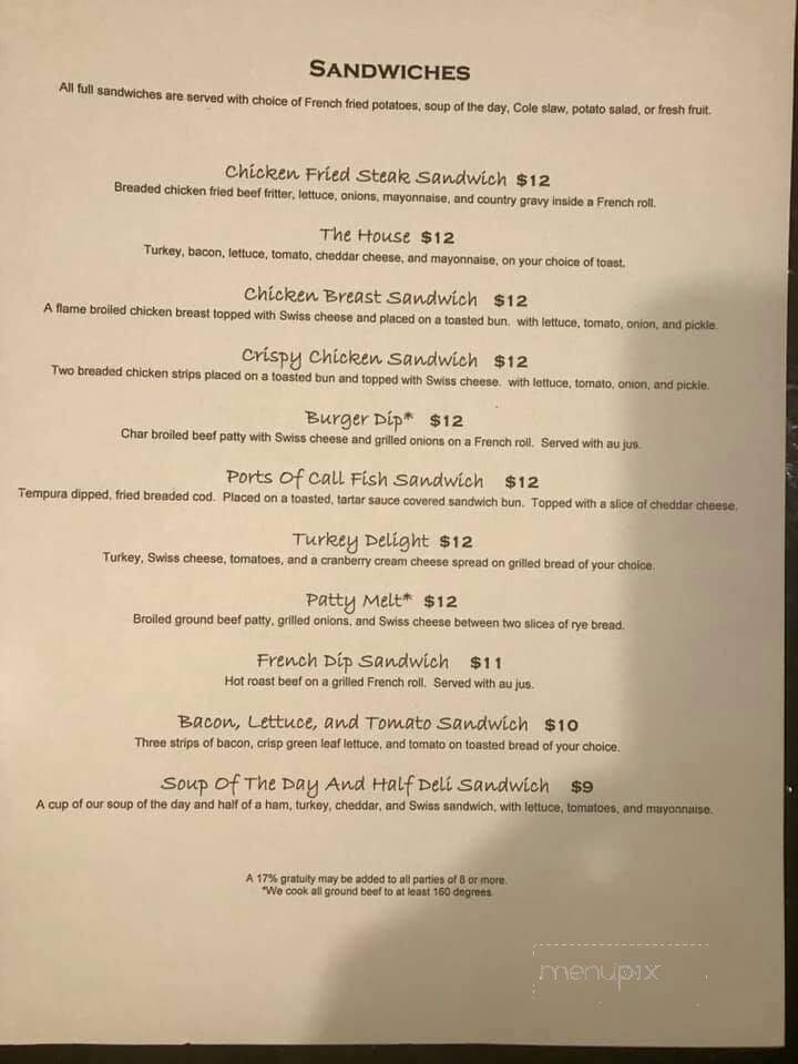 Ports Of Call Restaurant - Tacoma, WA menu_pic