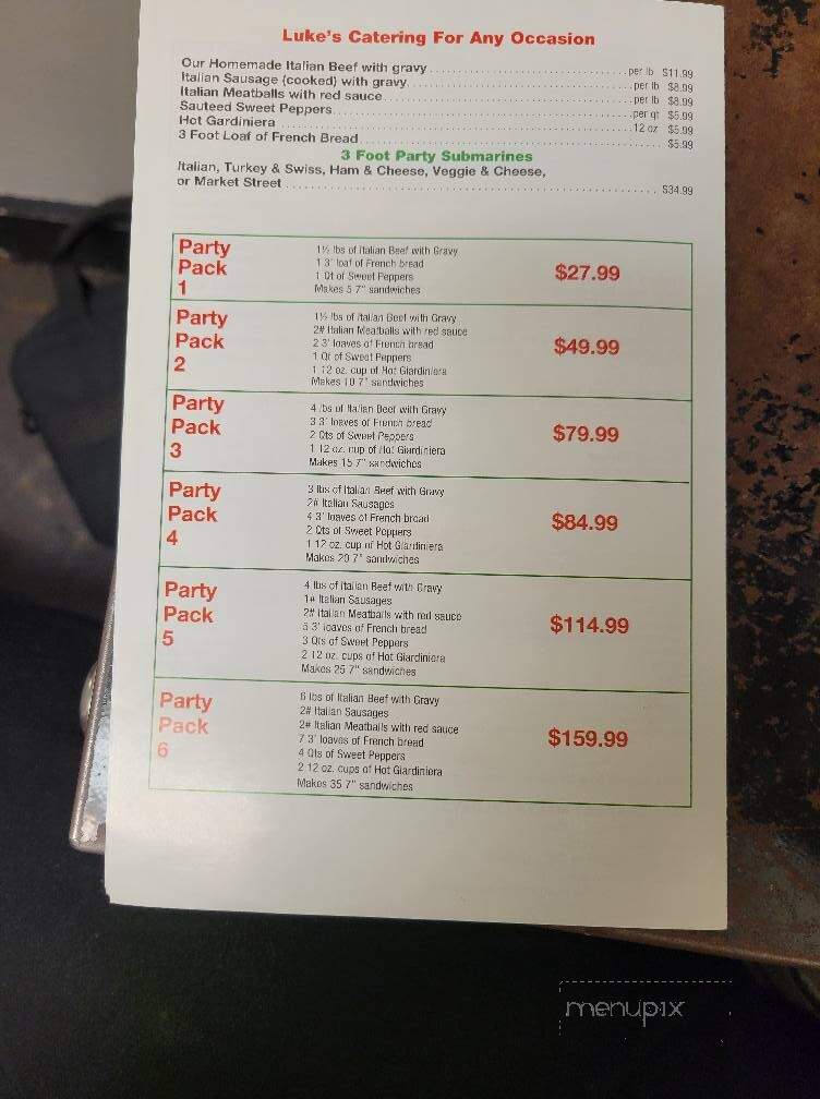 Luke's Market Street Italian - Elkhorn, WI menu_pic