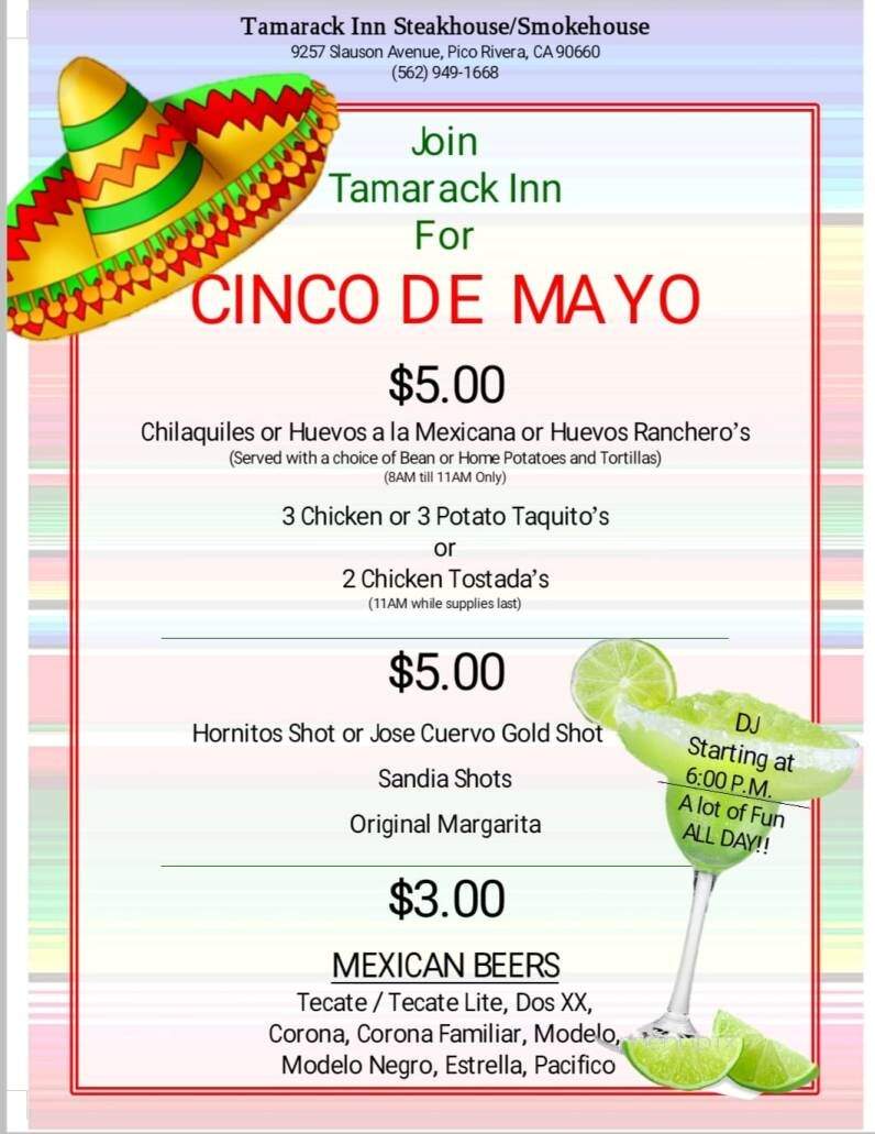 Tamarack Inn - Pico Rivera, CA menu_pic