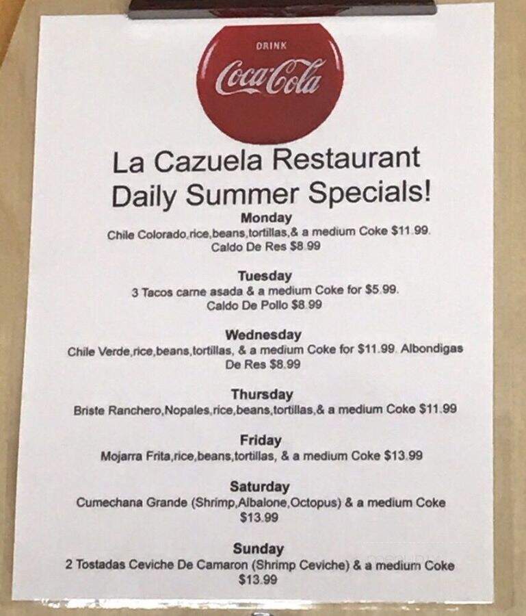 La Cazuela Restaurant - Coachella, CA menu_pic