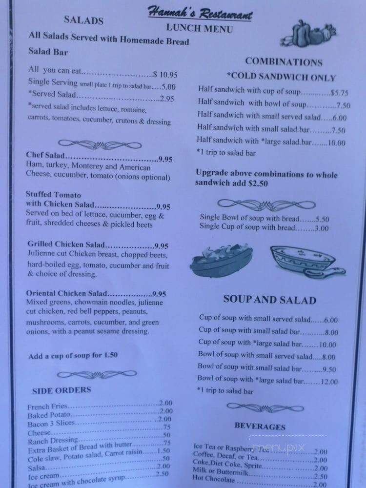 Hannah's Restaurant - San Bernardino, CA menu_pic