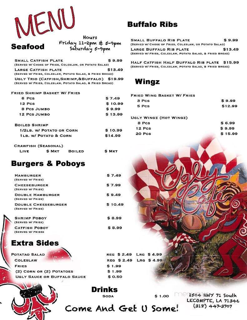 Ugly Cafe - Lecompte, LA menu_pic