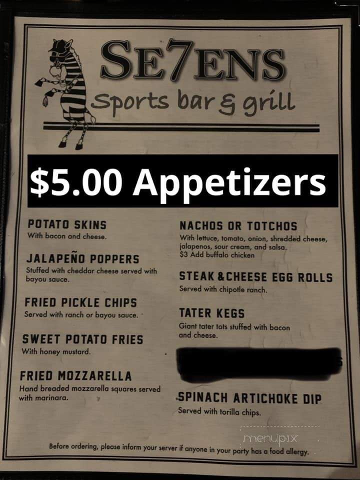 Se7ens Sports Bar & Grill - Easthampton, MA menu_pic